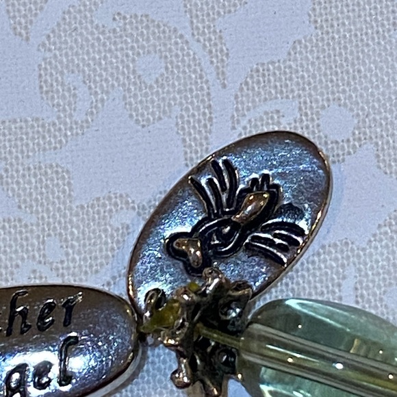 Brighton My mother my angel green gemstone,silver beads stretch bracelet  - Picture 5 of 8